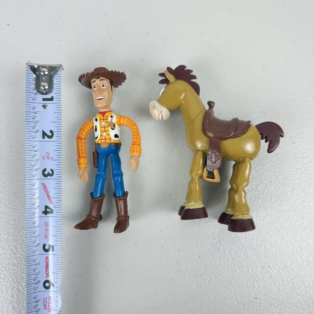 Disney Pixar Toy Story Woody Cowboy Bendy Toy and Bullseye 4.5